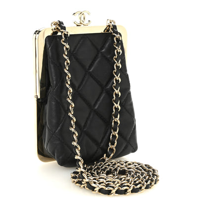 Chanel Lambskin Plexi Quilted CC Evening Clutch With Chain Black 3 of 11