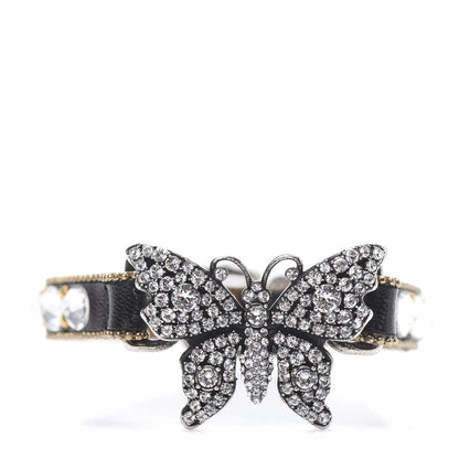 Gucci Calfskin Crystal Butterfly Bracelet Black 1 of 6
