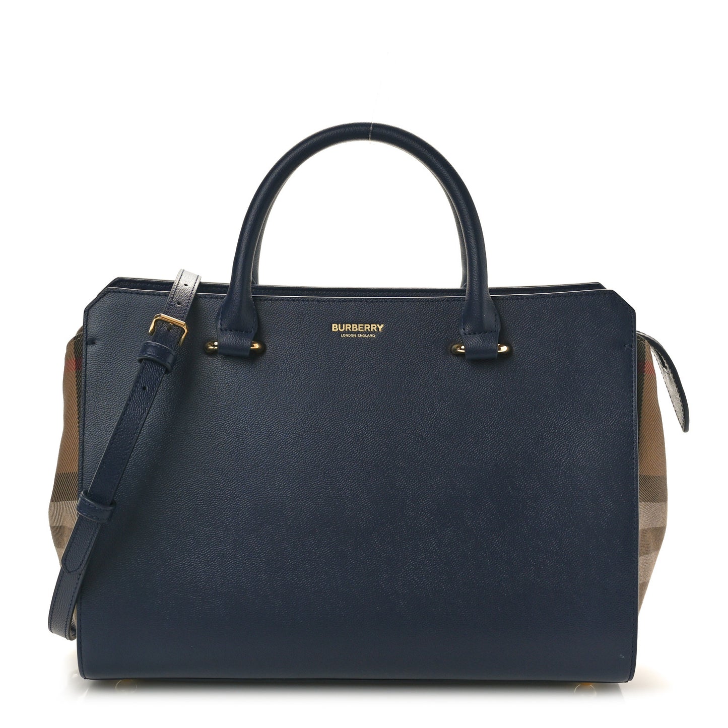 Calfskin Mega Check Banwell Tote Dark Canvas Blue