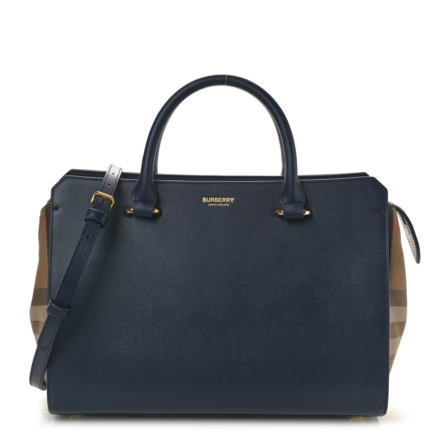 Burberry Calfskin Mega Check Banwell Tote Dark Canvas Blue 1 of 9