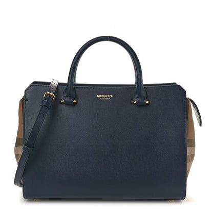Burberry Calfskin Mega Check Banwell Tote Dark Canvas Blue 1 of 9