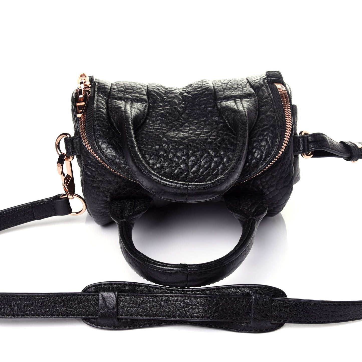 Pebbled Lambskin Mini Rockie Black Rose Gold Hardware