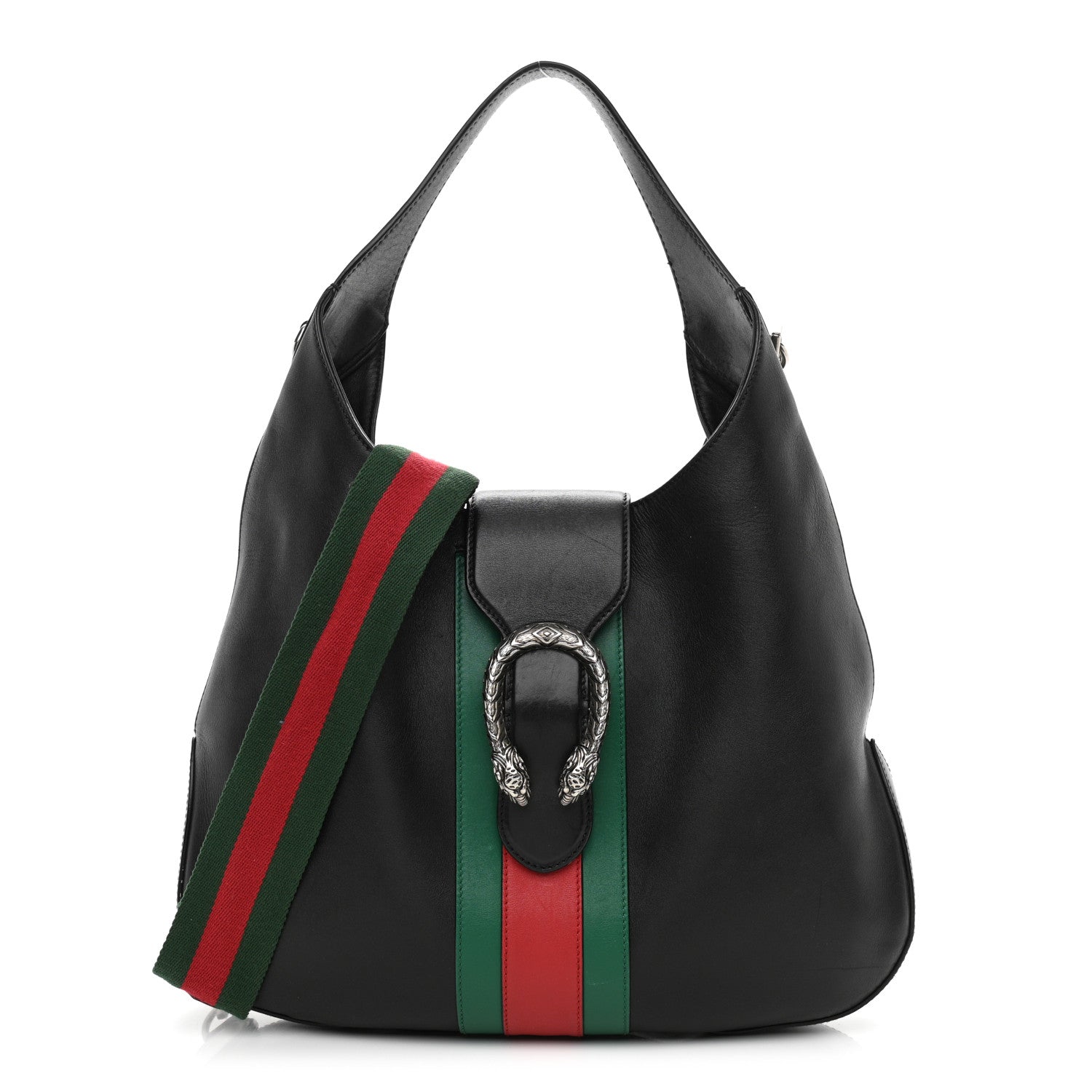Gucci Calfskin Web Stripe Medium Dionysus Hobo Black 1 of 18