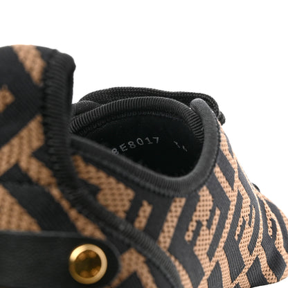 Fendi Fabric FF Micro-Perforated Rise Low Top Sneakers 36 Tobacco Black 6 of 9