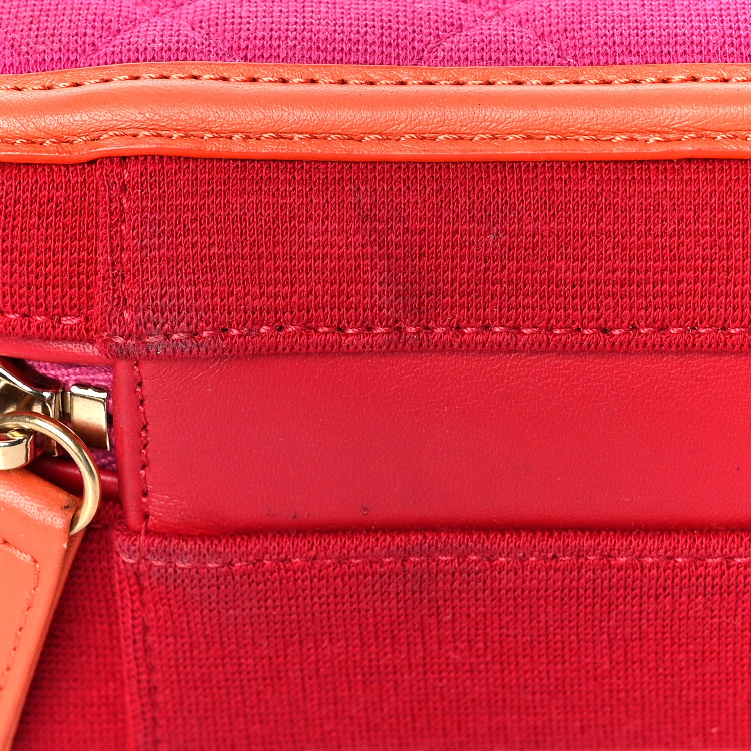 Chanel Jersey Quilted Small CC Filigree Vanity Case Pink Red Orange 10 of 14