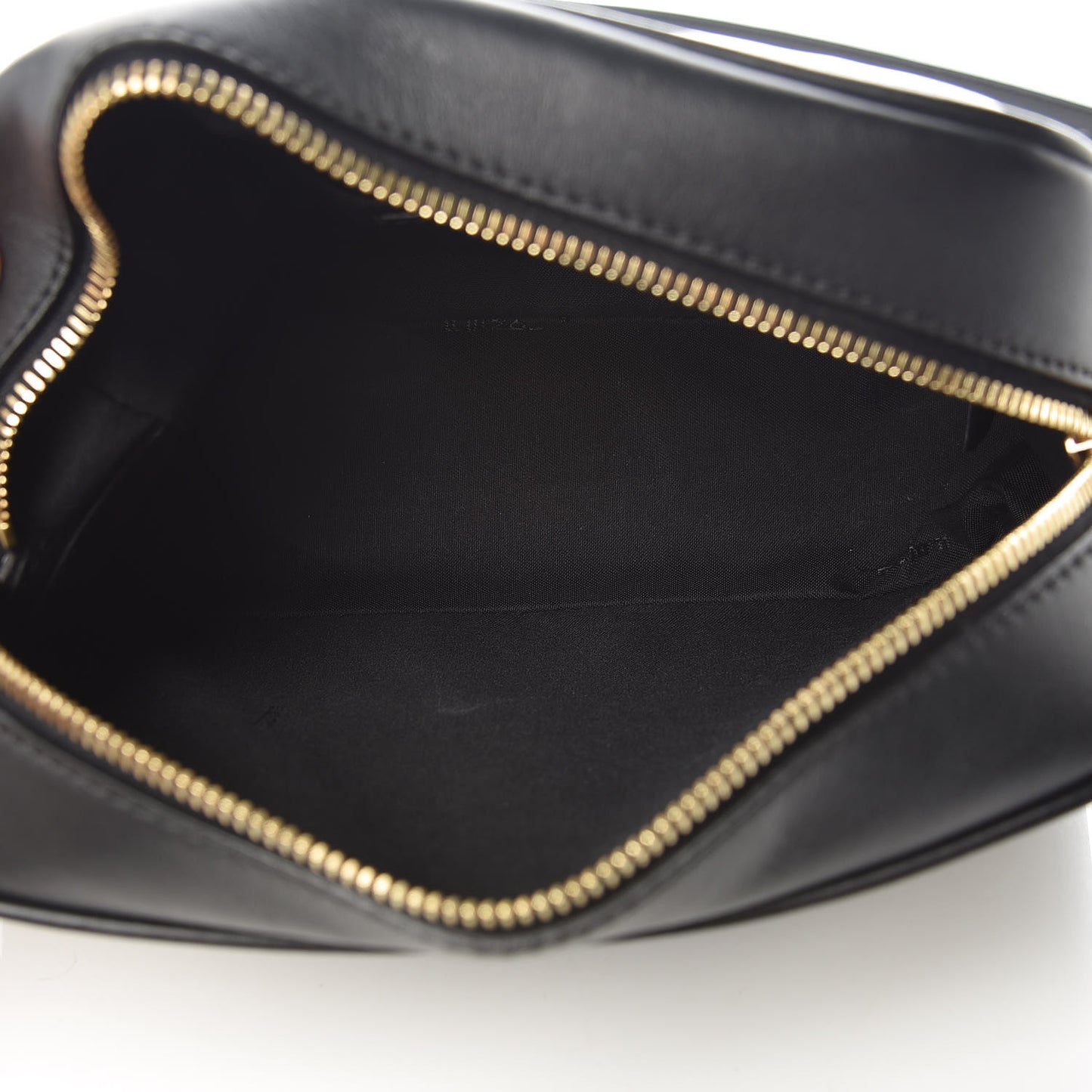 Glazed Fabric Vitello Century F is Fendi FF 1974 Stamp Patch Camera Case Mogano Panna Black