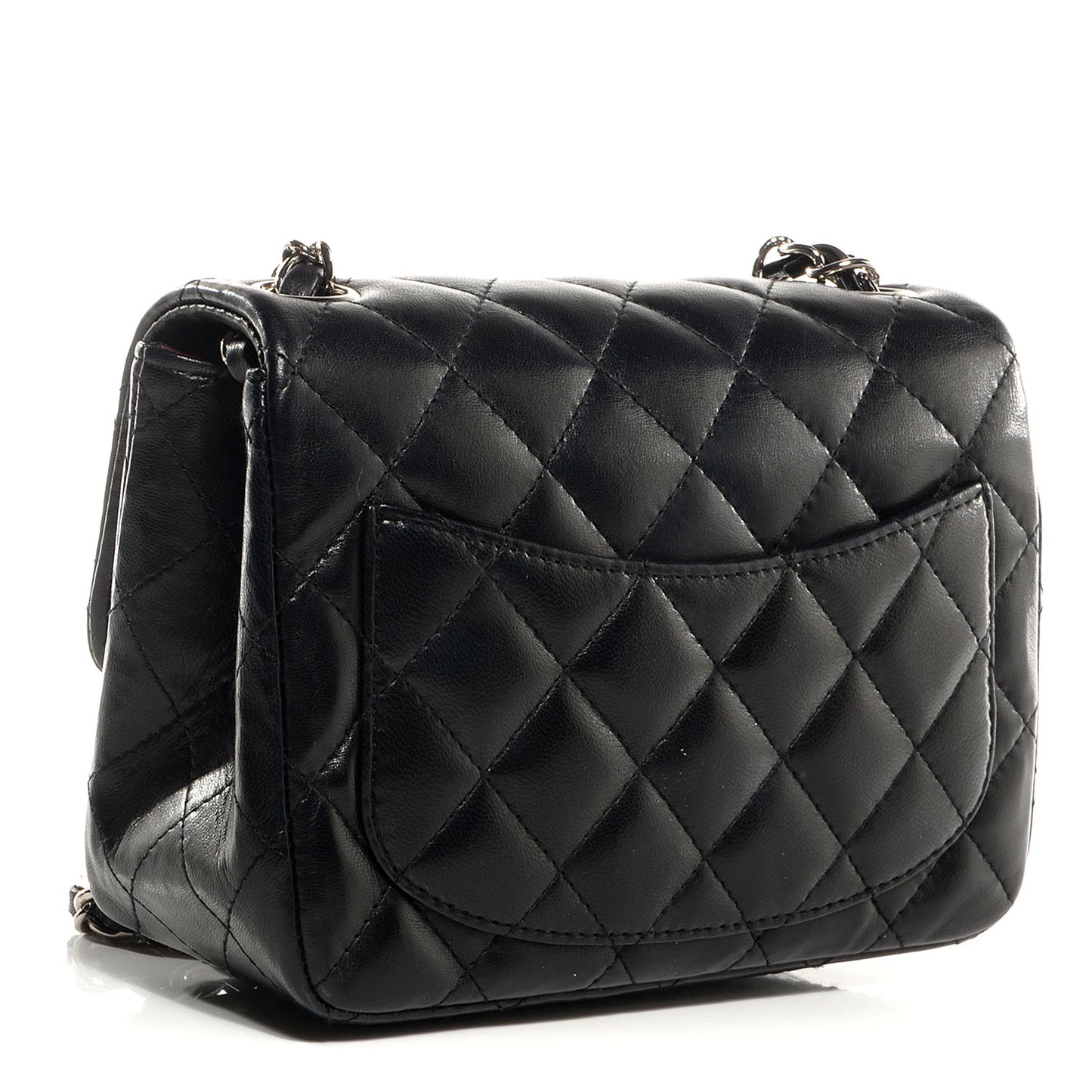 Lambskin Quilted Mini Square Flap Black