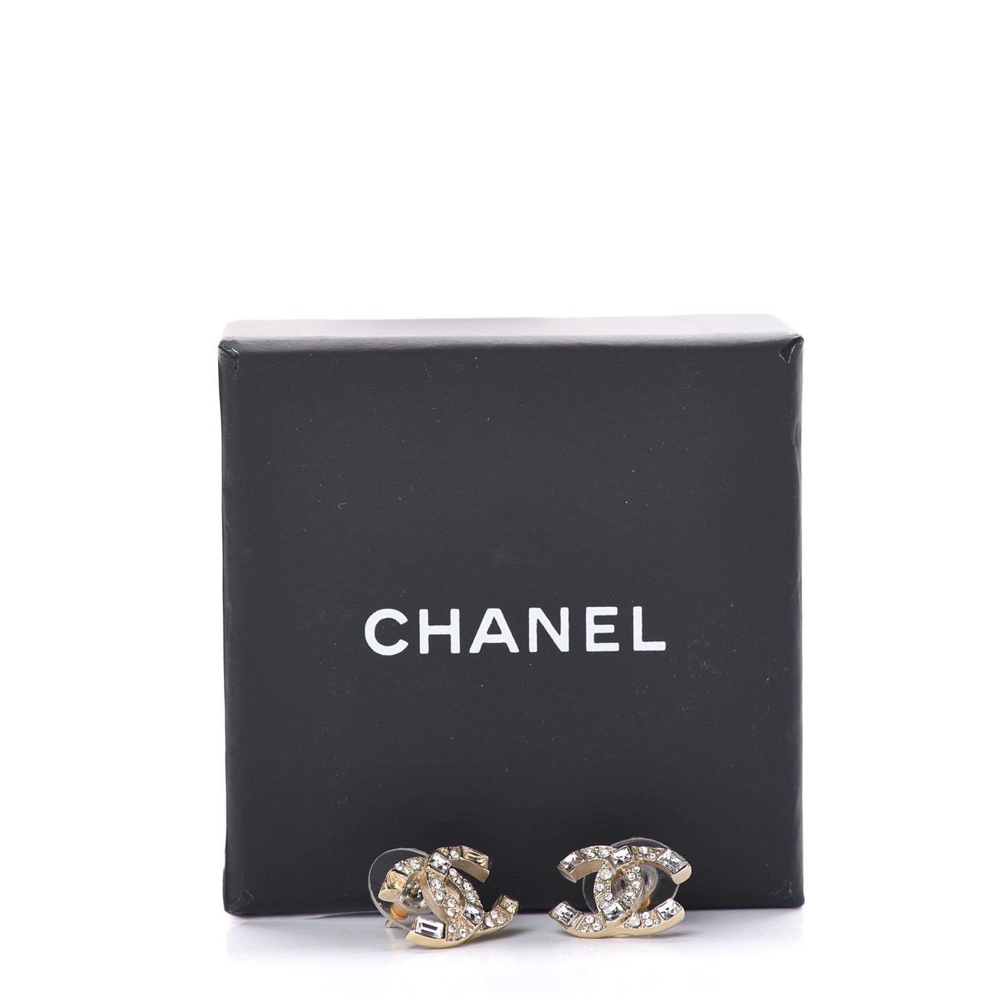 Crystal Baguette CC Earrings Gold