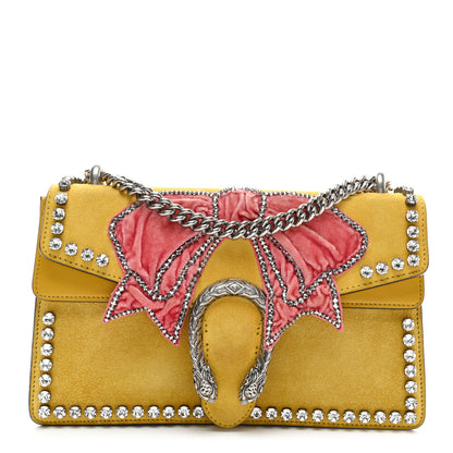 Gucci Suede Crystal Bow Embroidered Small Dionysus Shoulder Bag Yellow 1 of 14