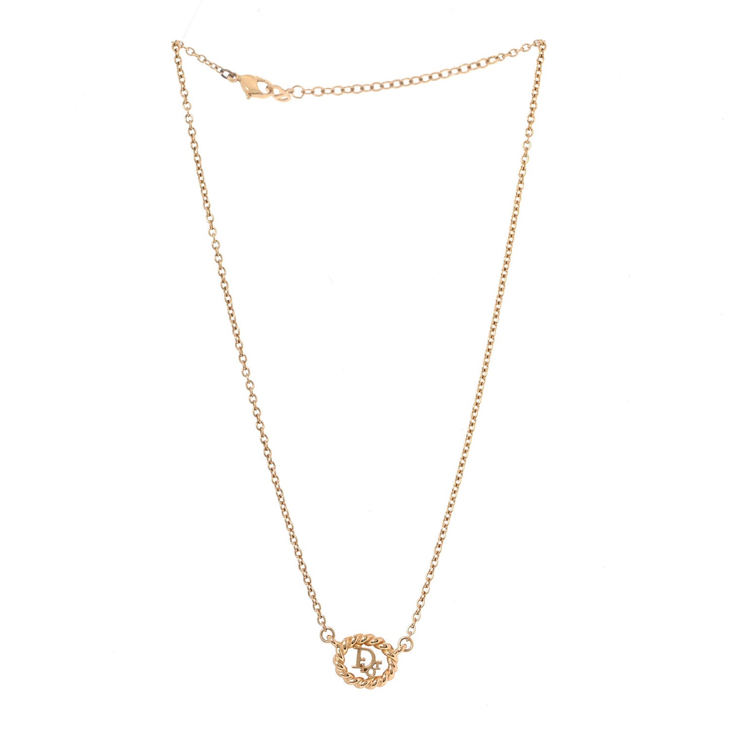 Metal CD Logo Round Pendant Necklace Gold