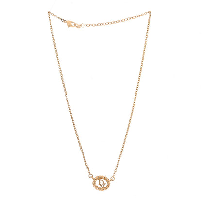 Christian Dior Metal CD Logo Round Pendant Necklace Gold 3 of 4