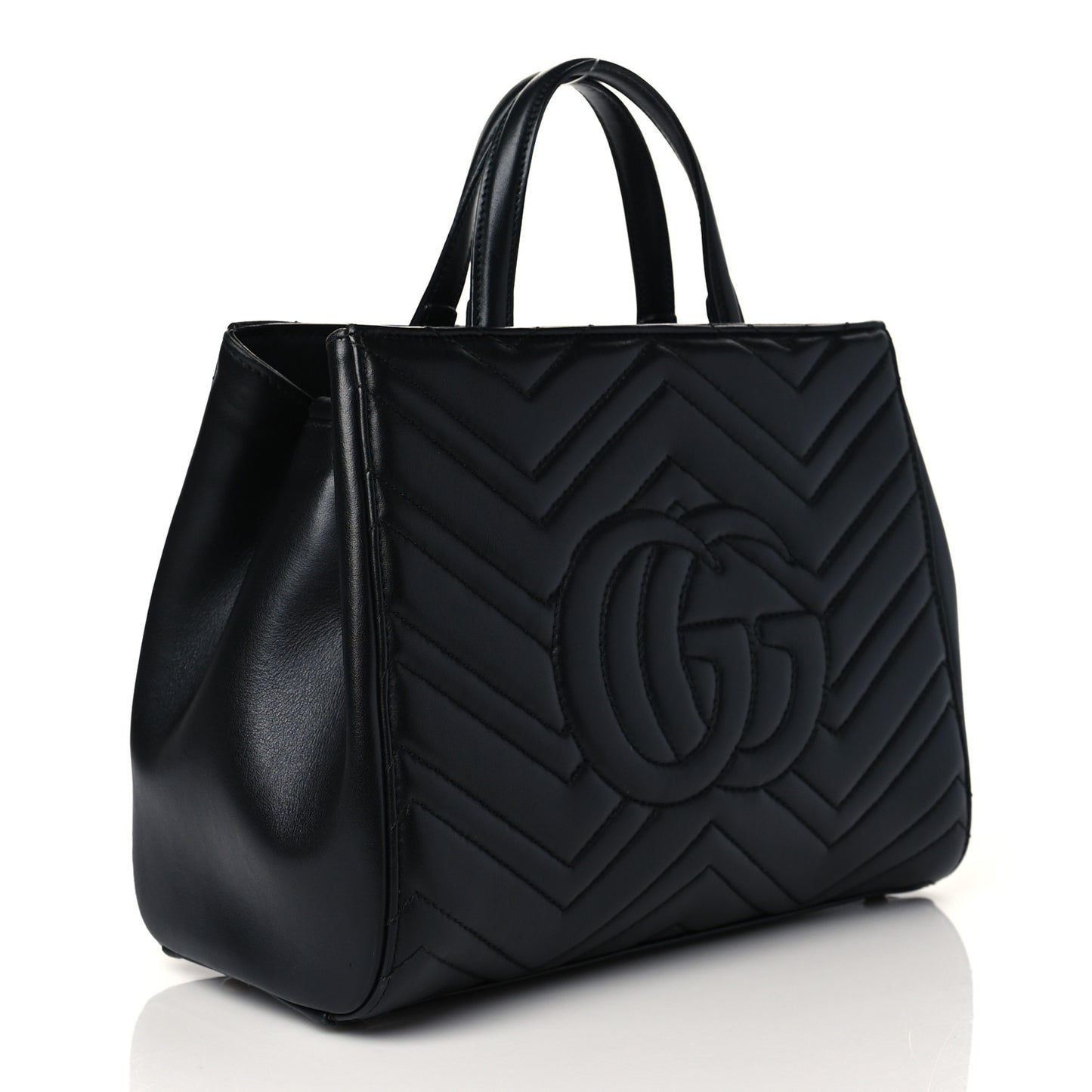 Calfskin Matelasse Small GG Marmont Tote Black