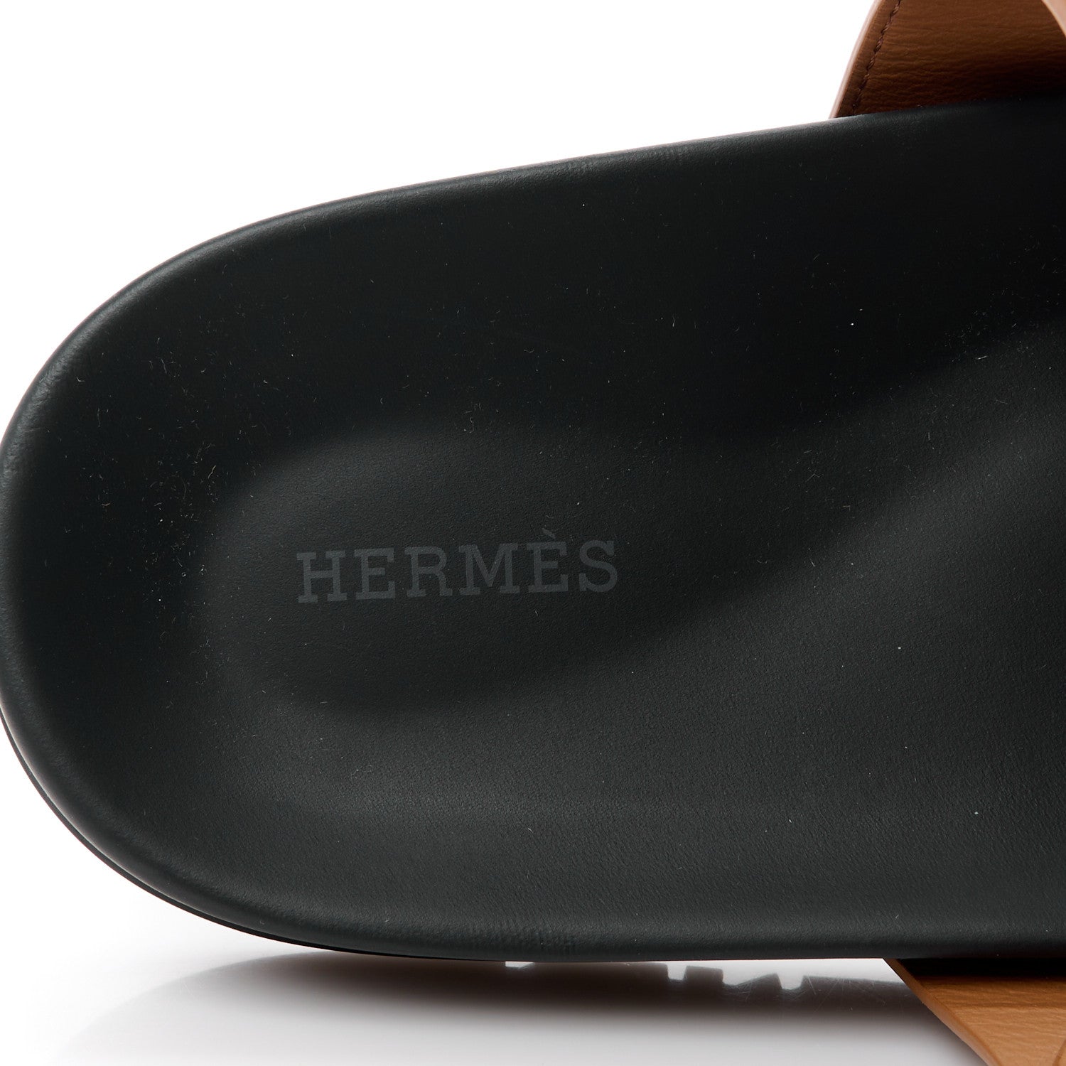 Hermes Calfskin Mens Chypre Sandals 45 Gold 7 of 9