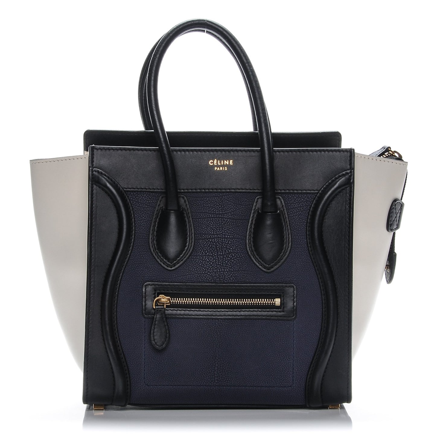 Textured Calfskin Micro Tri-Color Luggage Navy Blue