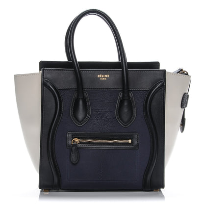 Celine Textured Calfskin Micro Tri-Color Luggage Navy Blue 1 of 8