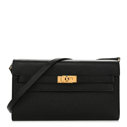 Hermes Chevre Mysore Kelly Wallet To Go Black 1 of 10