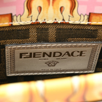 Fendi X VERSACE Calfskin Plexiglass Fendace FF Baroque Mini Fendi Sunshine Shopper Tote Gold Rosa White Ice Ciad 6 of 9