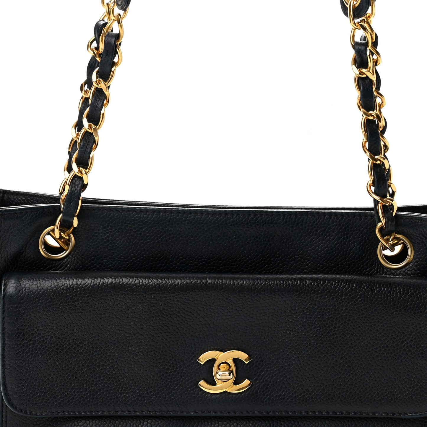 Caviar Flap CC Shoulder Bag Navy