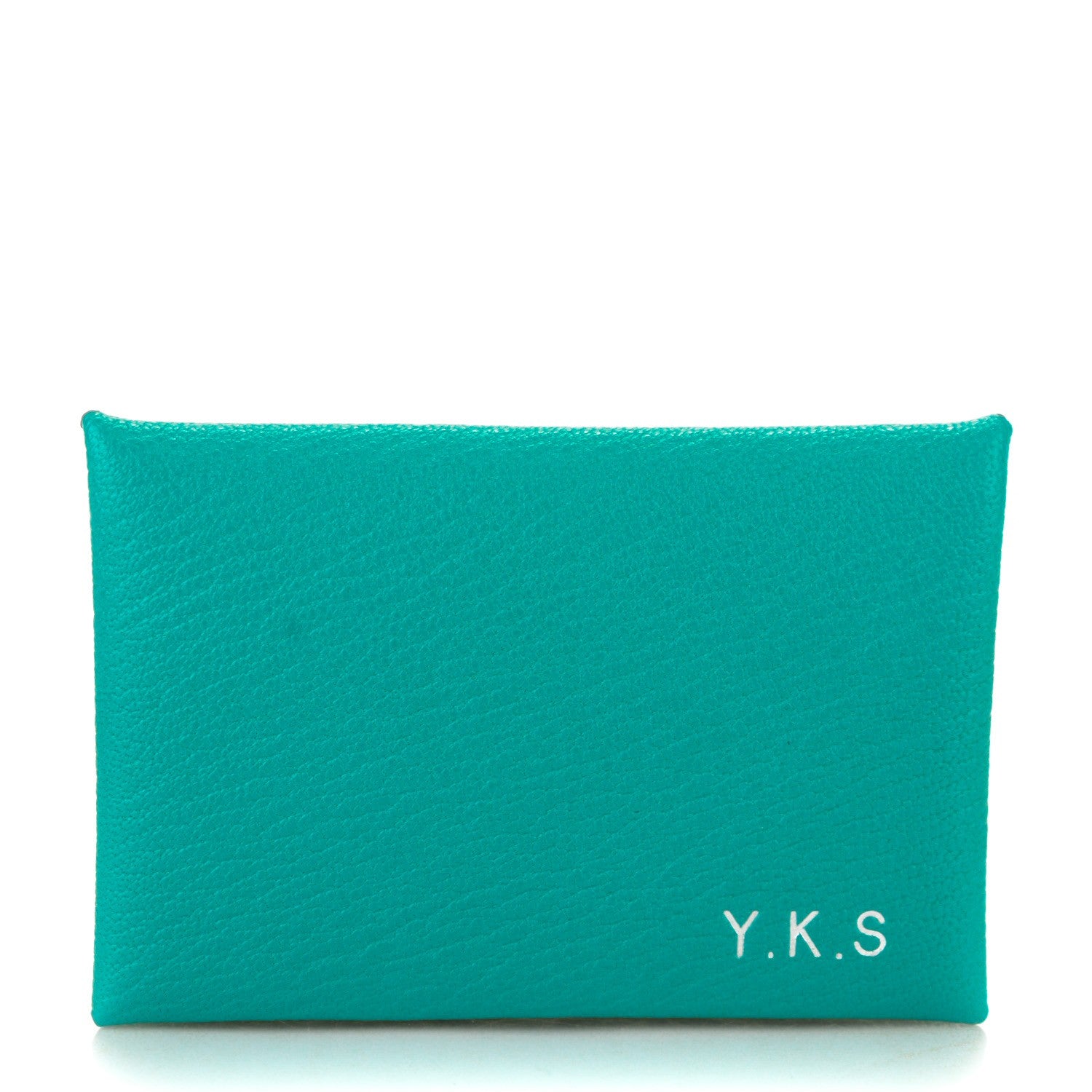 Hermes Chevre Mysore Calvi Card Case Bleu Paon 1 of 7