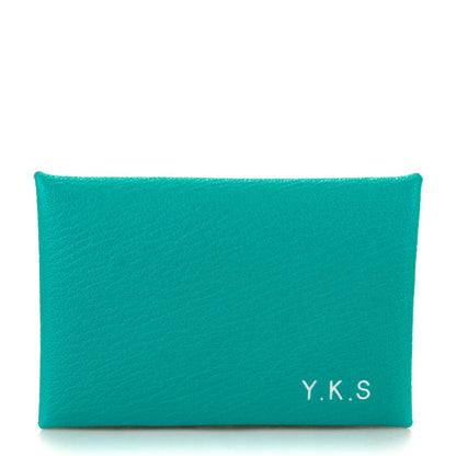 Hermes Chevre Mysore Calvi Card Case Bleu Paon 1 of 7