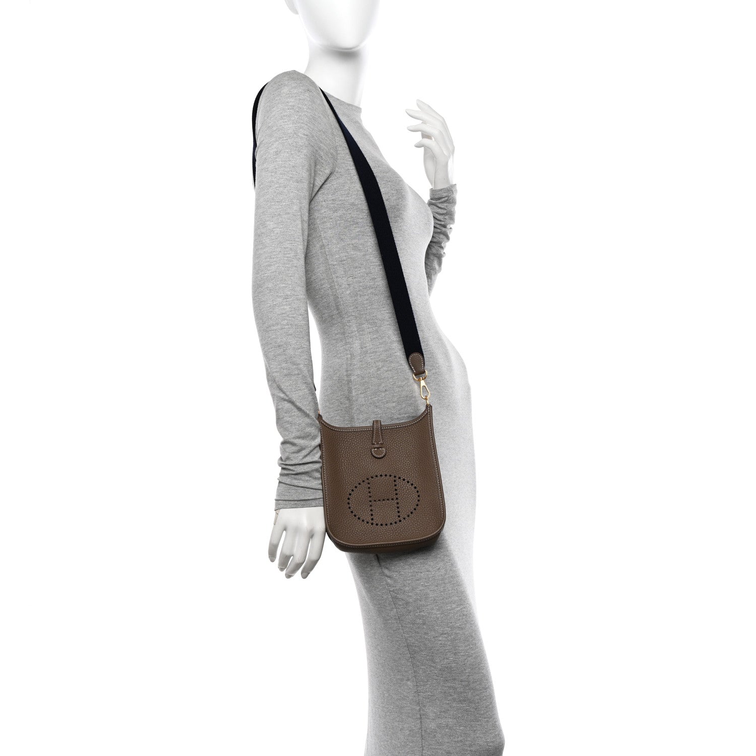 Hermes Taurillon Clemence Amazone Evelyne TPM Etoupe Bleu Indigo 2 of 11