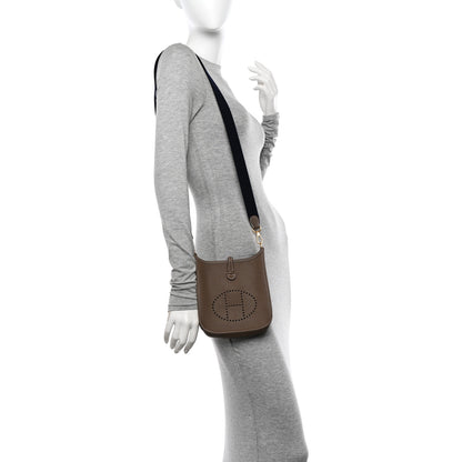Hermes Taurillon Clemence Amazone Evelyne TPM Etoupe Bleu Indigo 2 of 11