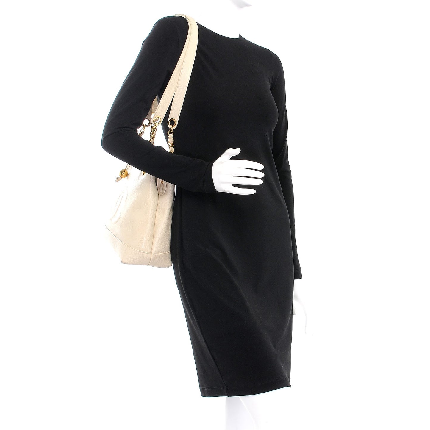 Caviar CC Shoulder Bag Beige