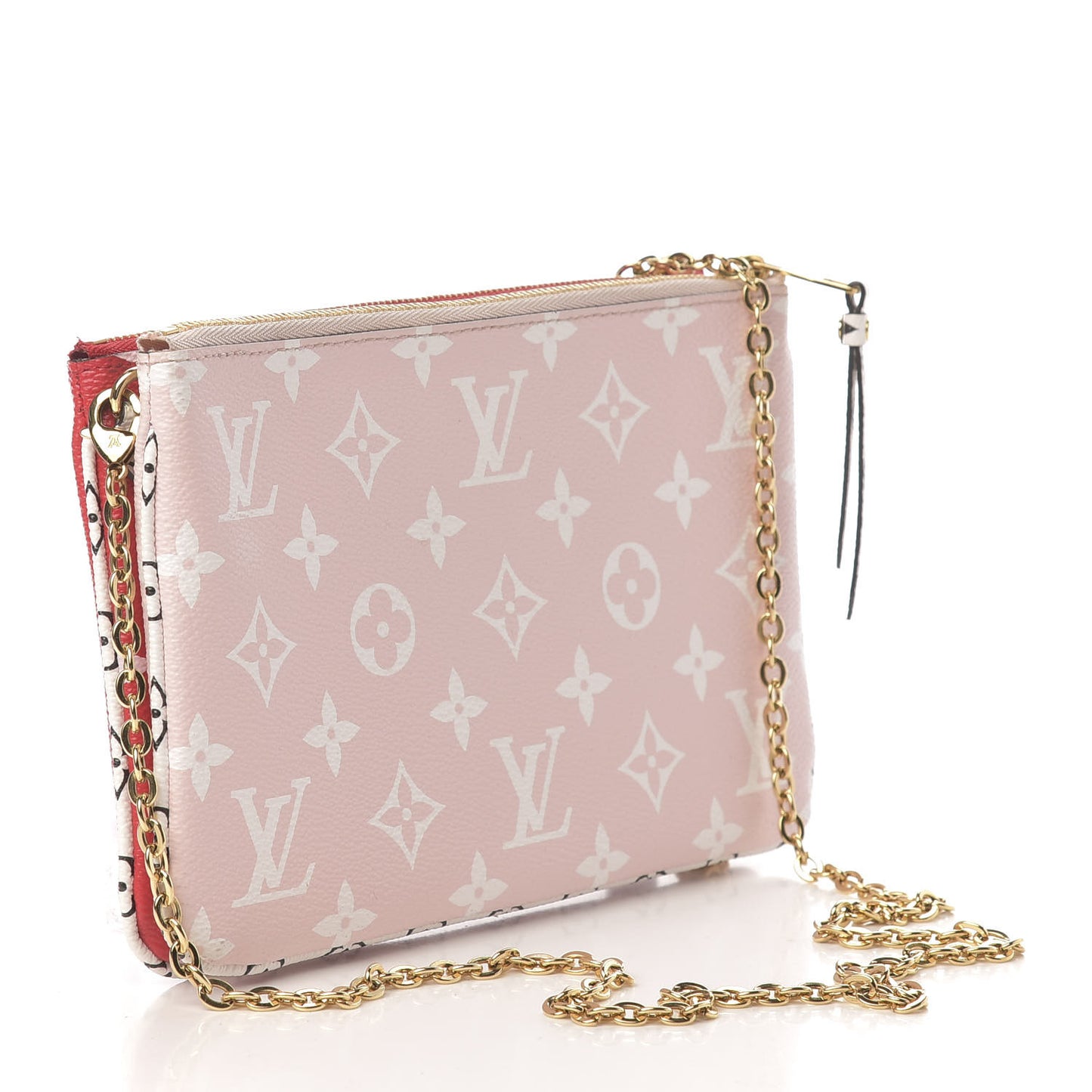 Monogram Giant Double Zip Pochette Rouge