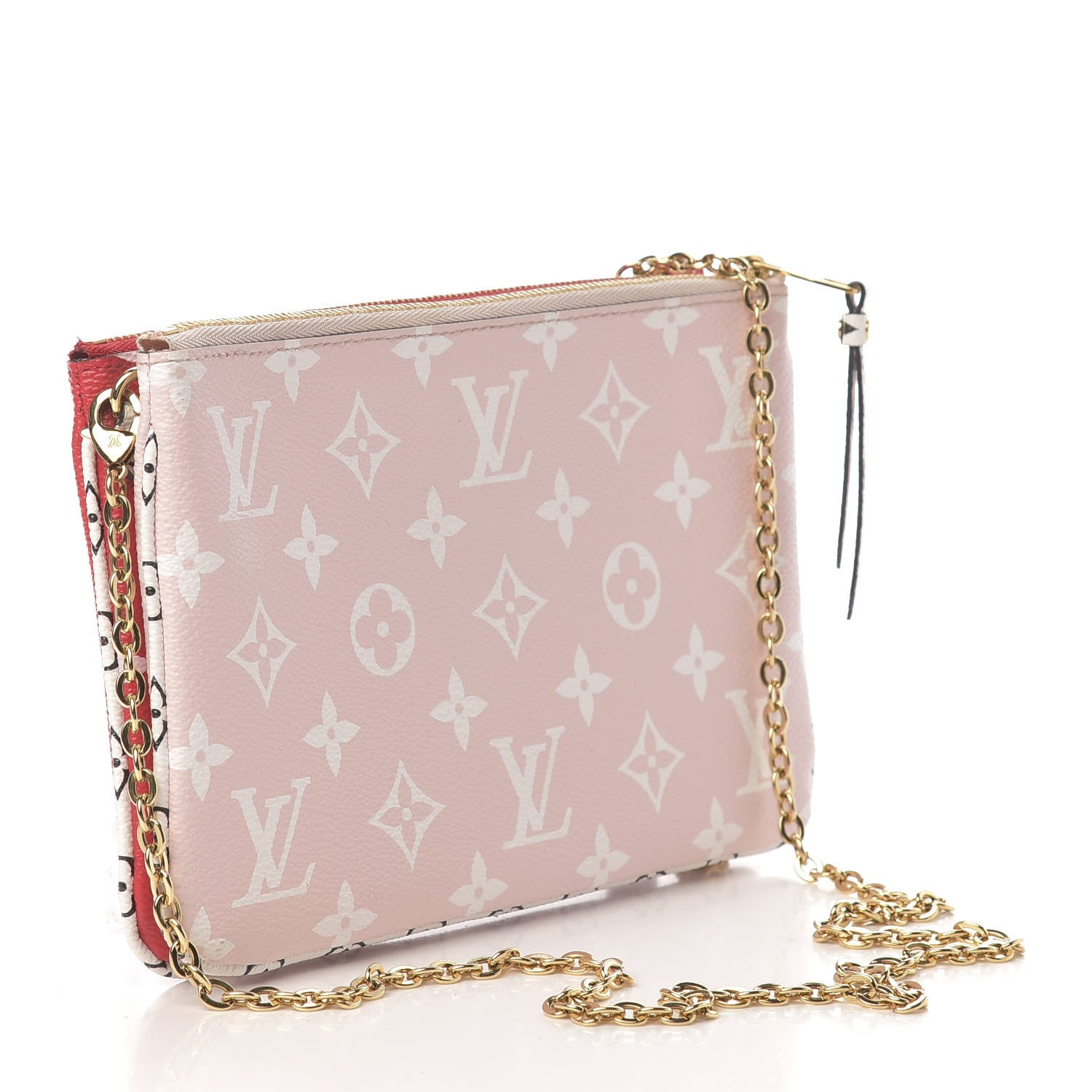 Louis Vuitton Monogram Giant Double Zip Pochette Rouge 3 of 9