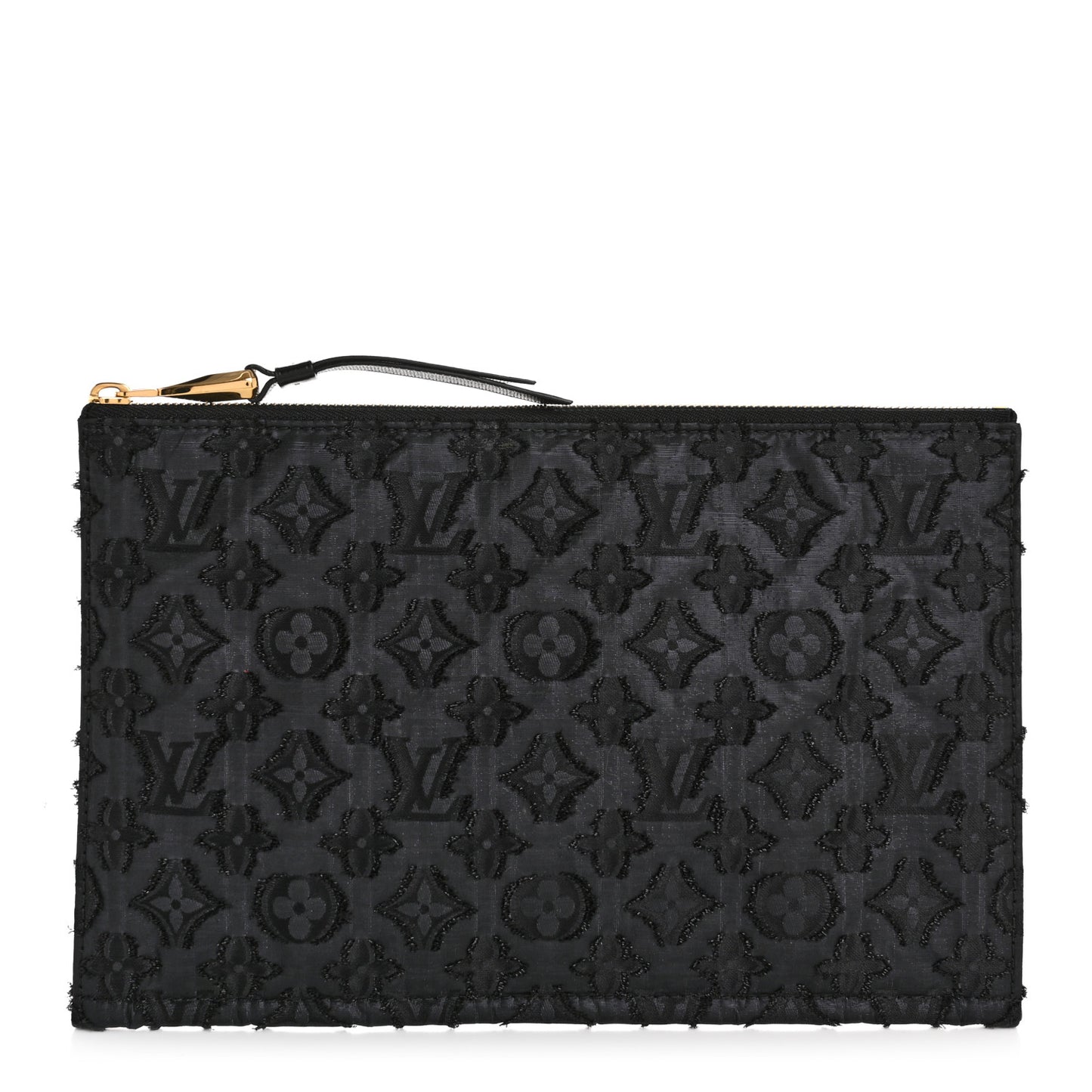 Monogram Lurex Flat Zip Pochette Black
