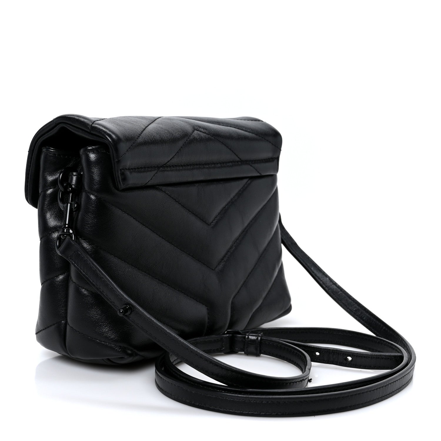 Saint Laurent Calfskin Y Quilted Monogram Monochrome Toy Loulou Crossbody Bag Black 2 of 10