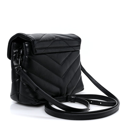 Saint Laurent Calfskin Y Quilted Monogram Monochrome Toy Loulou Crossbody Bag Black 2 of 10