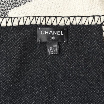 Chanel Merino Wool Cashmere CC Throw Blanket Black Beige 3 of 3