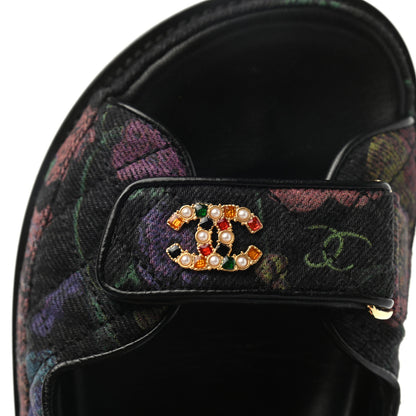 Chanel Denim Quilted Dad Sandals 38.5 Black Multicolor 8 of 8