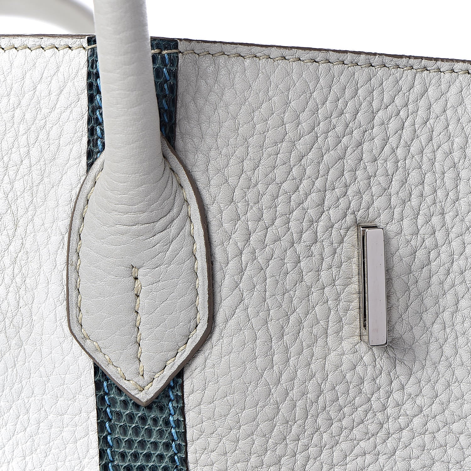Hermes Taurillon Clemence Lizard Club Birkin 35 Gris Perle White Mykonos 29 of 39