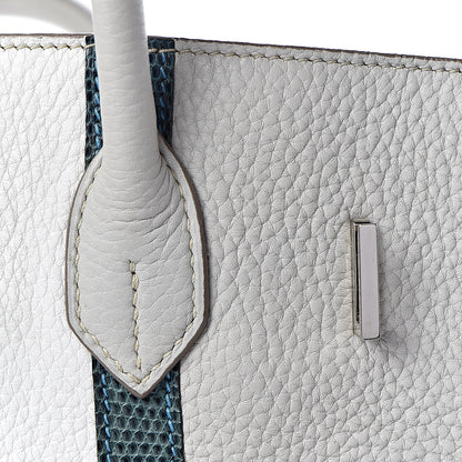 Hermes Taurillon Clemence Lizard Club Birkin 35 Gris Perle White Mykonos 29 of 39