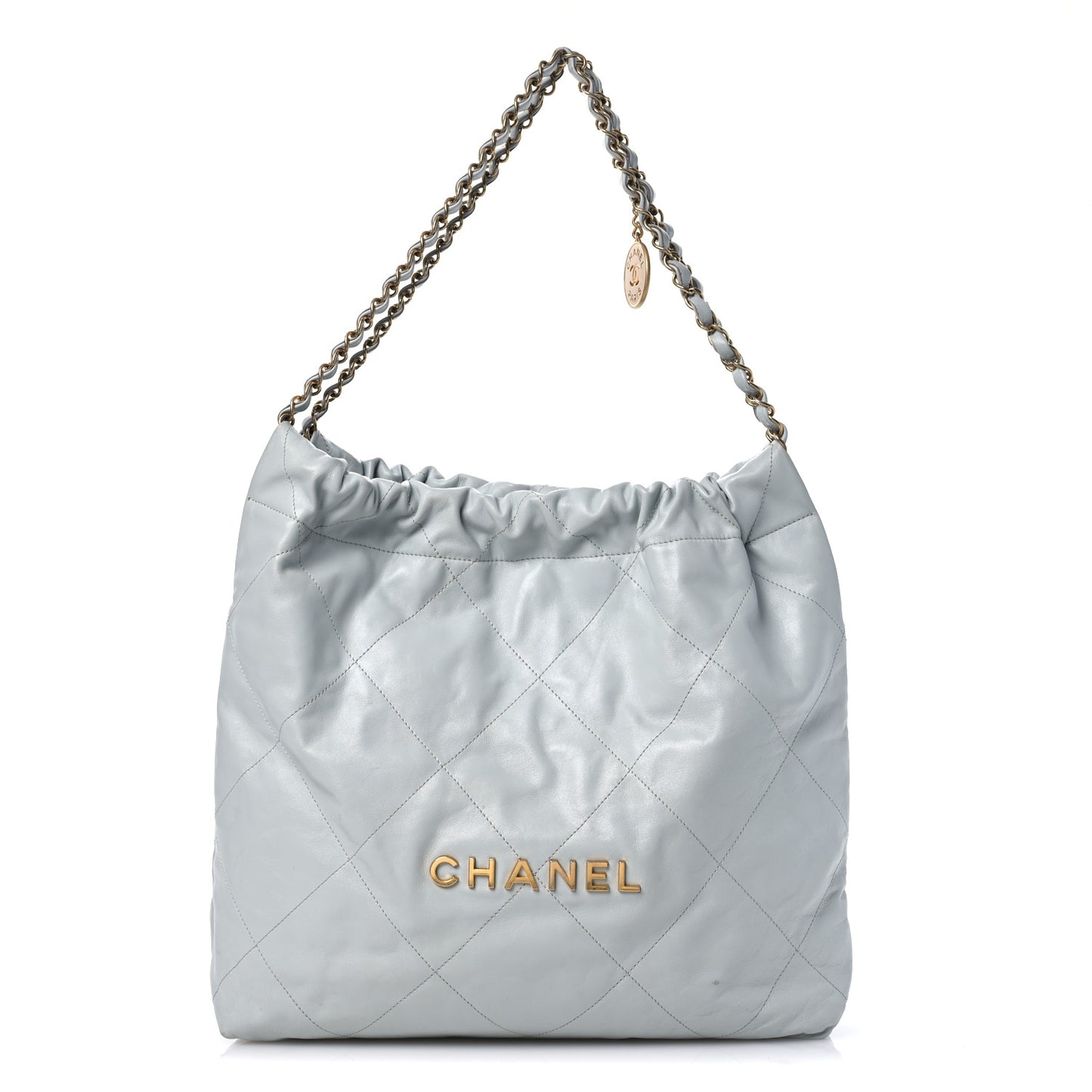 Shiny Calfskin Quilted Small Chanel 22 Grey