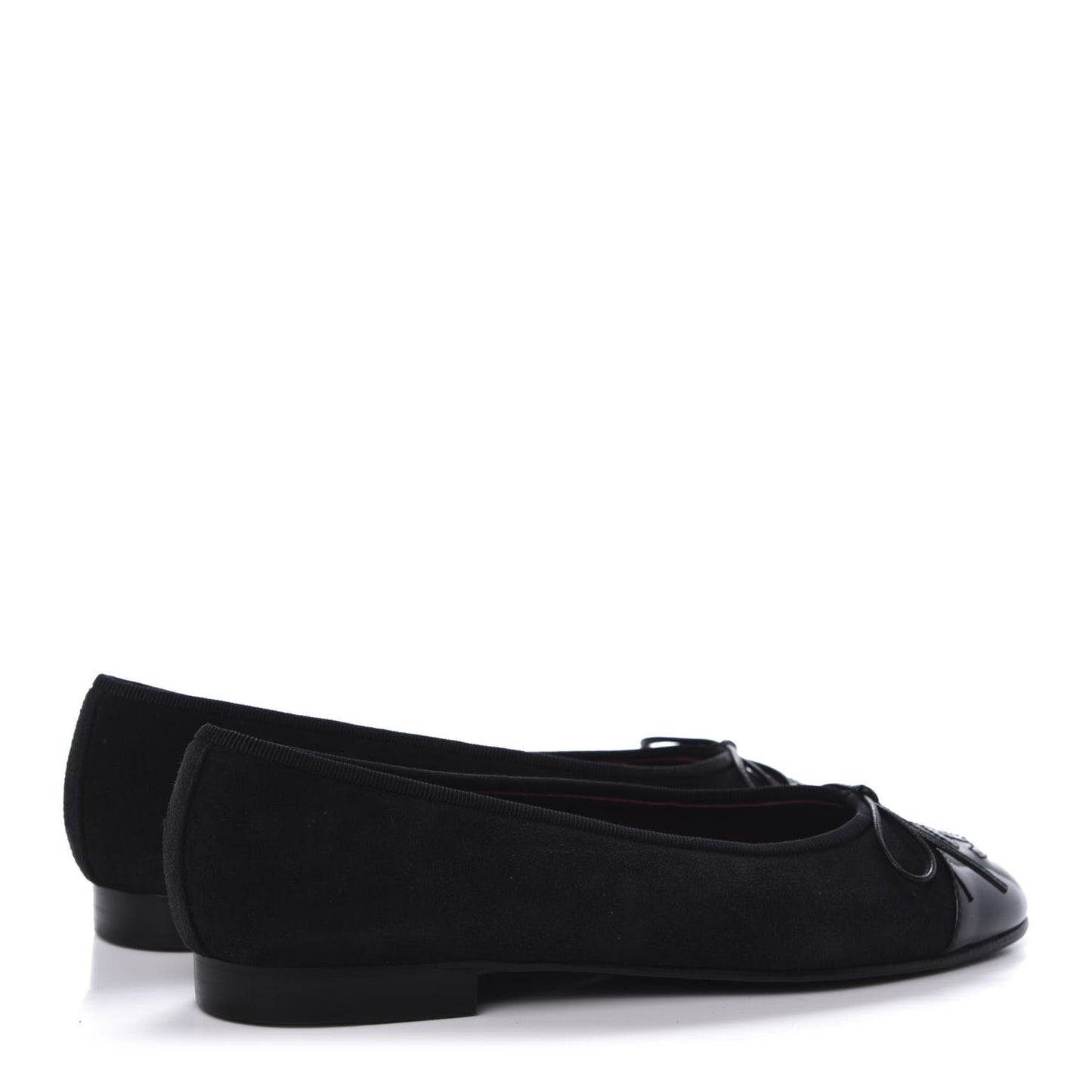 Suede Patent Cap Toe CC Ballerina Flats 36.5 Black