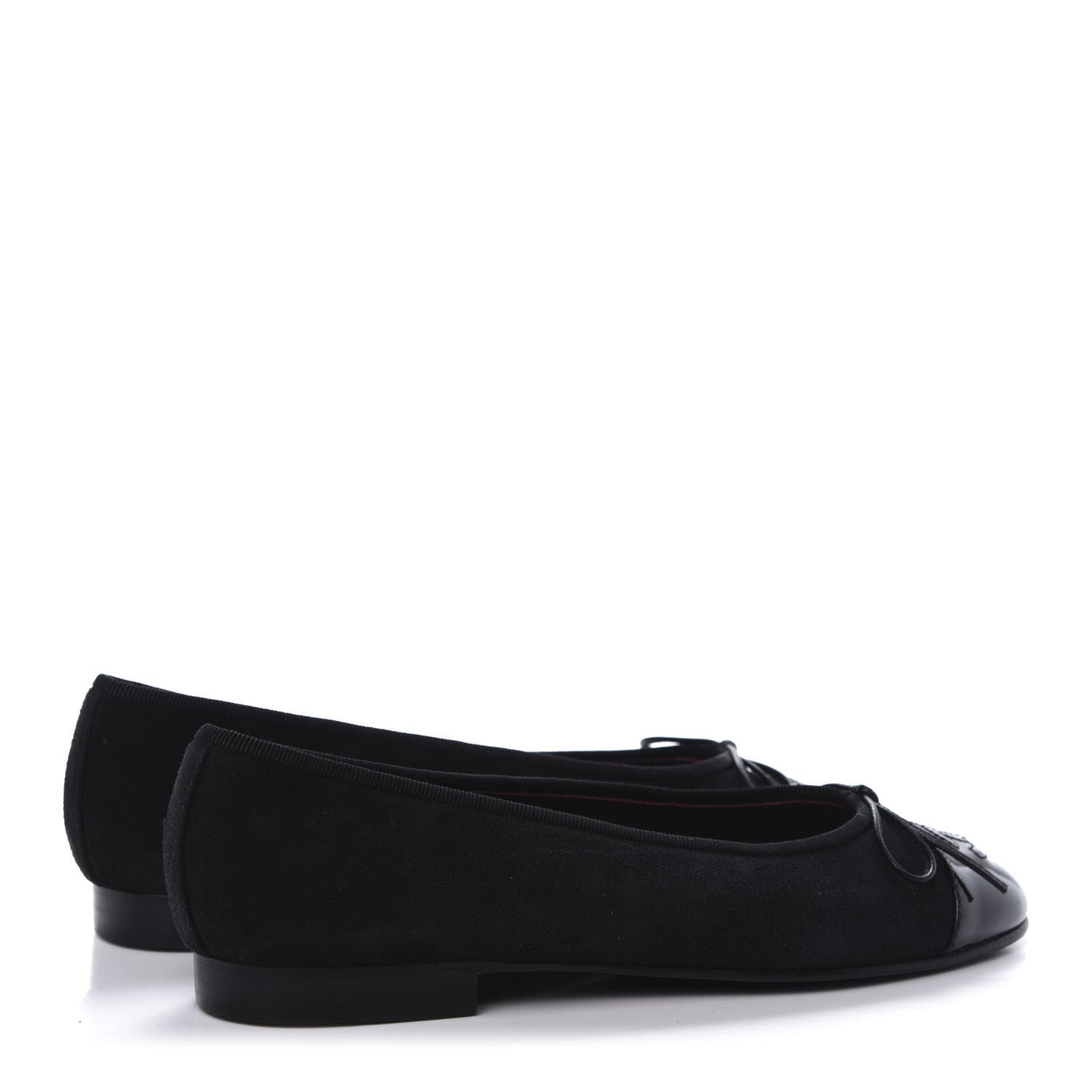 Chanel Suede Patent Cap Toe CC Ballerina Flats 36.5 Black 4 of 7
