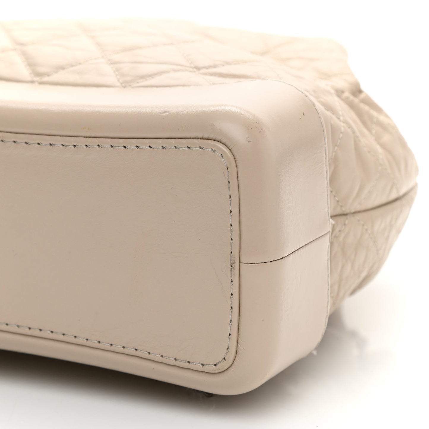 Aged Calfskin Quilted Gabrielle Backpack Beige