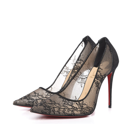 Christian Louboutin Dentelle Chantilly Follies Lace 100 Pumps 37 Black 3 of 9