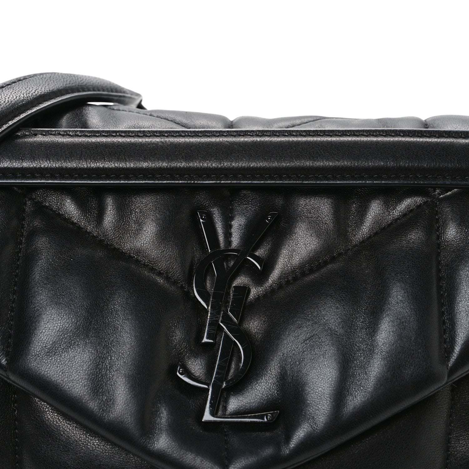 Saint Laurent Lambskin Quilted Monogram Monochrome Small Loulou Puffer Chain Satchel Black 8 of 11