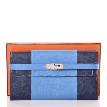 Hermes Epsom Kelly Longue Flag Wallet Bleu Paradis Bleu Saphir 8 of 8