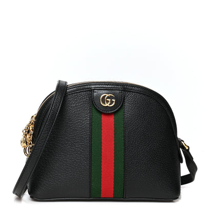 Gucci Calfskin GG Web Small Ophidia Dome Shoulder Bag Black 1 of 11