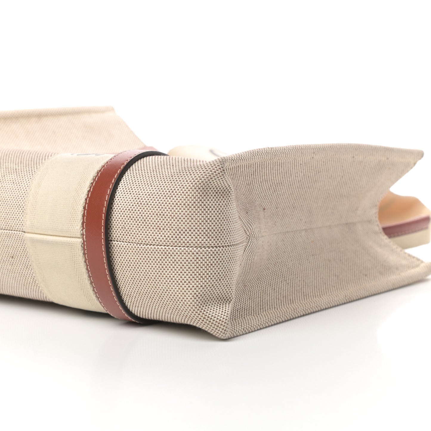 Cotton Calfskin Medium Woody Ribbon Tote White Brown