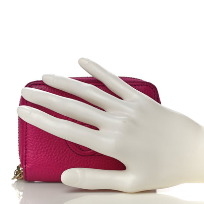 Gucci Pebbled Calfskin Soho Compact Disco Zip Around Wallet Bright Bougainvillea 2 of 9