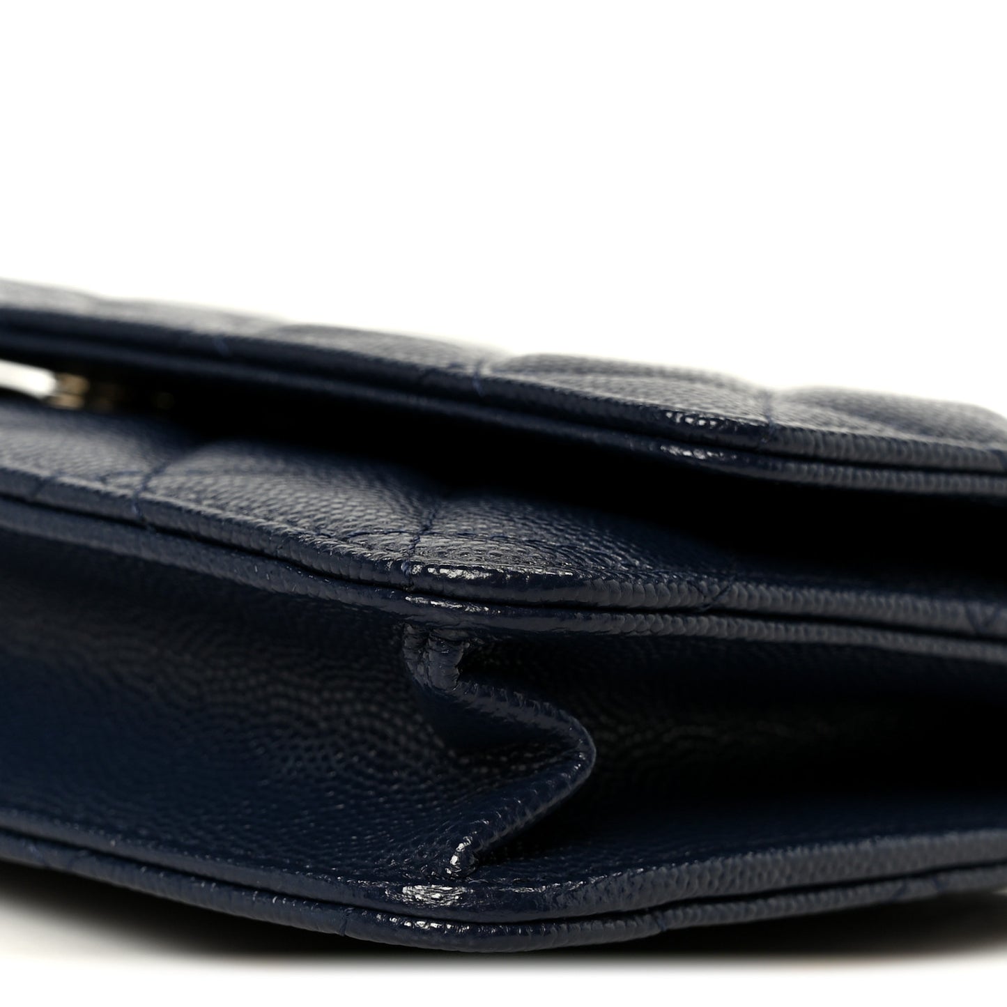 Caviar Quilted Wallet on Chain WOC Navy Blue