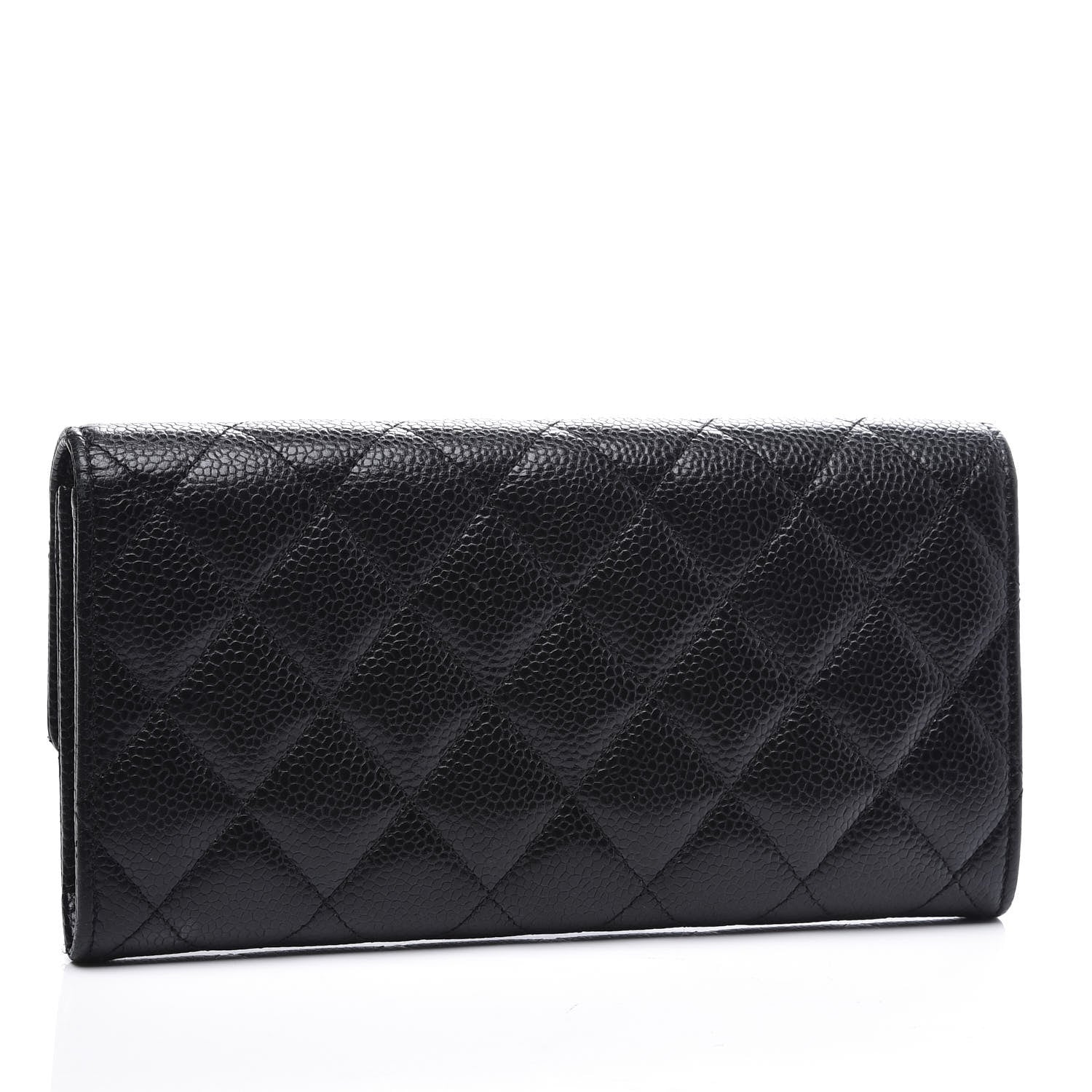 Chanel Caviar Quilted Large Gusset Flap Wallet Black 2 of 9
