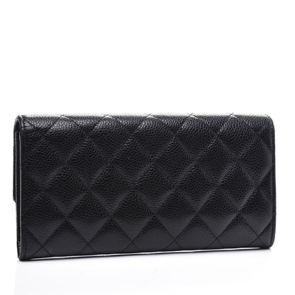 Chanel Caviar Quilted Large Gusset Flap Wallet Black 2 of 9