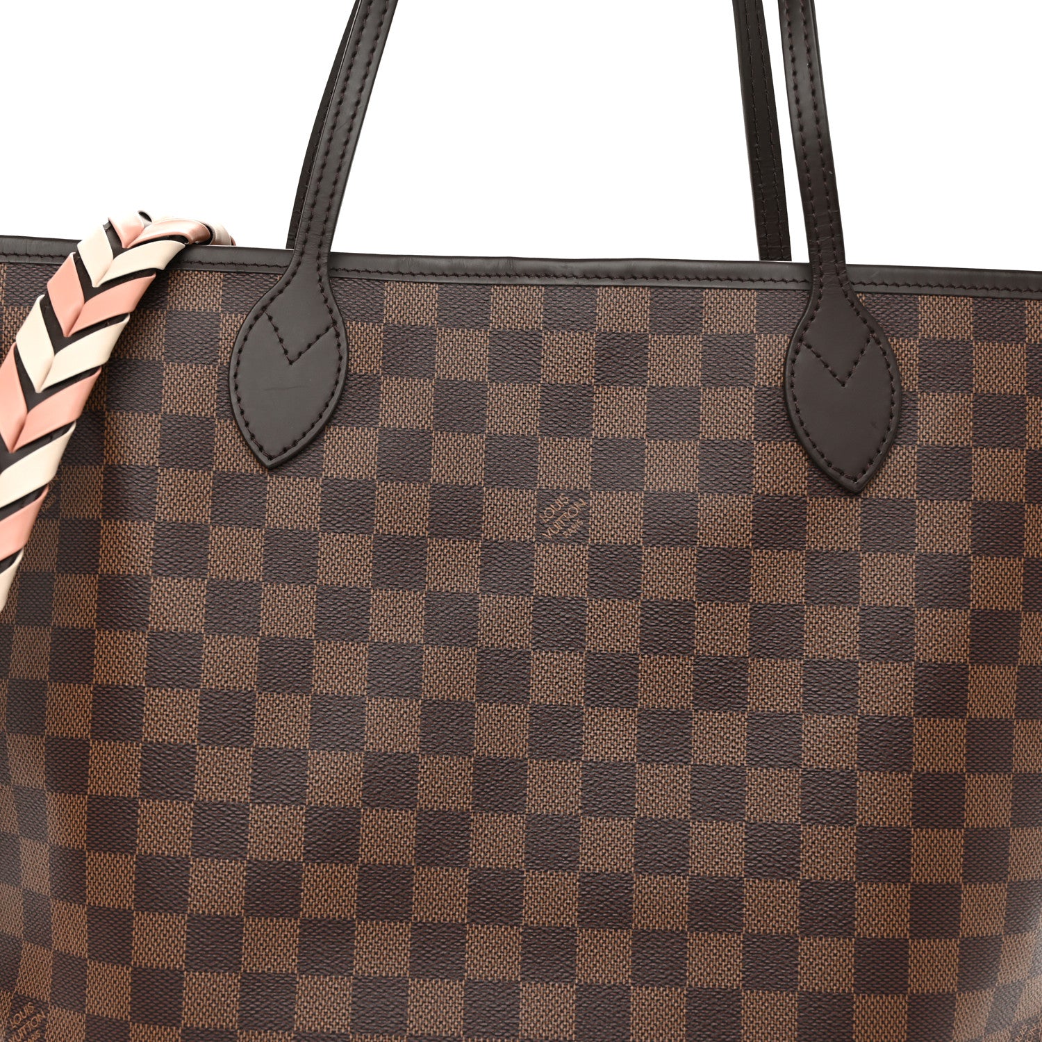 Louis Vuitton Damier Ebene Braided Neverfull MM Pink 7 of 11